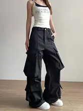 Apocket 多ポケットデザイン ワイドストレートパンツ【カジュアル・女性用】