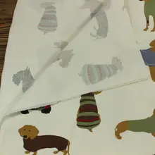 高級キャンバス活性プリント 子犬柄 コットン製 エコテーブルクロス/カーテン素材