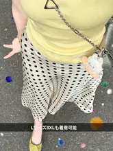 プラスサイズファットMM水玉ハイウエストスカート