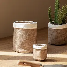 植木鉢 装飾/多肉植物/コンクリート麻袋のレトロな陶器/庭の装飾
