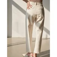 LIMONN レディース ハイウエスト スリムフィット テーパードパンツ【厚手・秋冬用・9分丈】