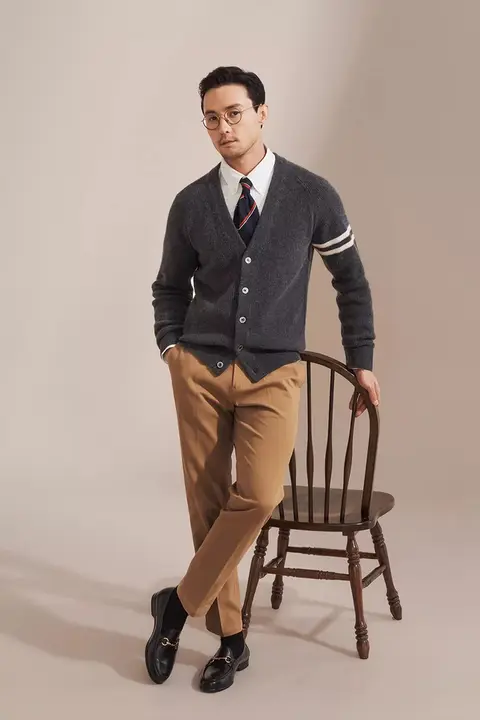 秋冬用 チノパンツ【ストレッチ加工・ウォッシュドコットン・パリボタン・9分丈】