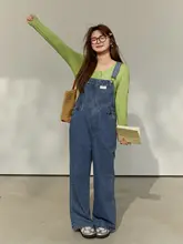 秋のファッションに最適！ストレート デザインのデニムオーバーオール【大きいサイズ対応・美スタイル】（セットアップ対応）