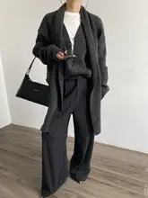 洗練されたデザイン！ニットカーディガン【スカーフ付き・ゆったりシルエット・保温性あり】