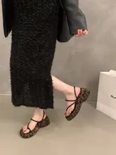 ヒールローマサンダル【レディース・ヒョウ柄・厚底・夏用】