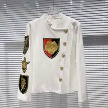 セーラーブレザー レディース 長袖 刺繍ワッペン トラッド 秋
