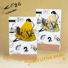 オリジナルデザインのカラフルな卓上カレンダー【DIYコラージュスタイル・黒白デザイン】