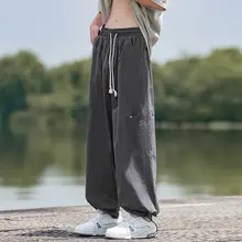 純綿オーバーオール メンズトレンドブランド夏パンツ2着