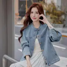 レトロデザインのデニムシャツジャケット【春秋用・ゆったりシルエット・長袖・カジュアル】