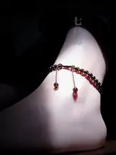 天然素材の細い足首のアクセサリー【紫水晶・白水晶・黒曜石・茶晶・青金石・ビーズ飾り】