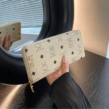 おしゃれなシンプルデザインの長財布【レトロスタイル・ファスナー付き・カードポケット・スマホ収納可】