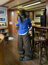 カフェカラーの洗い加工コットンフリースパンツ【冬用・フィット・ストレートレッグ】