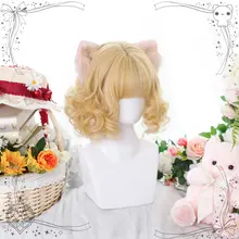 可愛らしい短い巻き髪のロリータウィッグ【全頭タイプ・自然なスタイル・バラデザイン】