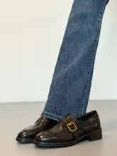 牛革製 厚底ローファーシューズ【黒・女性用・クッションソール・スタイリッシュデザイン】