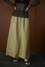 美しい通勤用ロング丈Aラインスカート【レトロ風・黄色・ウエストシェイプ】