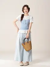 フリル付き半袖Tシャツ【レディース・タンクトップ・夏用・スリムフィット】（セットアップ対応）