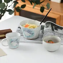 可愛いクジラデザインのマグカップ＆ボウルセット【手作り・食器セット・コーヒー・ラーメン用】