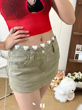 ハート型パールウエストチェーン【個性的で上品な金属アクセサリー】