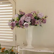 造花 アーティフィシャルフラワー シルクフラワー バラ ボタン ダイニング 寝室 リビング インテリア デコレーション