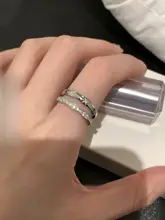 純銀製 ダブルダイヤモンドエンボスリング【スタイリッシュ・個性的】