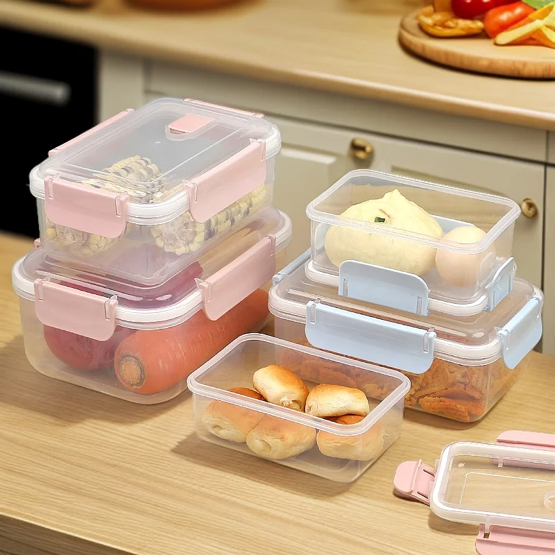 冷蔵庫用 透明プラスチック保存ボックス【長方形・電子レンジ対応・密閉タイプ】