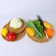 竹製トレー【円形・レトロデザイン・ピザ・ケーキ用】