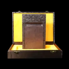 硯 双龍戯珠 老坑天然石 手作り 高級 文房四宝