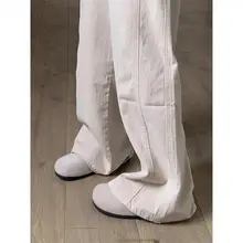 レディース 秋冬用 ワイドレッグデニムパンツ【ハイウエスト・したフィット・カジュアル】