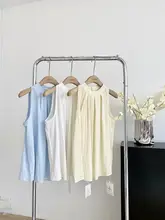 女性用 スイートデザインのノースリーブトップス【無地・ラウンドネック・肩出し・フレアシルエット】