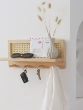 WULIHOME 木製フック付きヴィンテージスタイル 玄関用壁掛け収納ディスプレイ