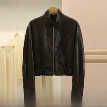 ヴィンテージ風立襟フィット感のあるライダースジャケット【秋用・ショートタイプ】