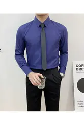 シンプルなデザインの長袖ホワイトシャツ【ビジネス・カジュアル・形状安定】