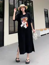 極上の柔らかさのコットン半袖Tシャツワンピース【ルーズフィット・大きいサイズ・カジュアル】（セットアップ対応）