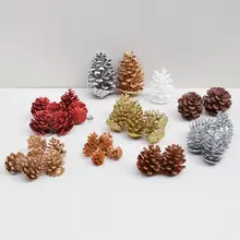 プラスチック製 松の実デザイン ゴールドクリスマス装飾【シルバーの挿し木・手作りDIY材料】