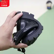 黒の子供用マーチンブーツ【男の子用・夏季・通気性メッシュ・迷彩服対応】