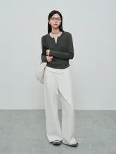 おしゃれで合わせやすい！フェイク２重デザインの小柄向けトップス【長袖・女性用】（セットアップ対応）
