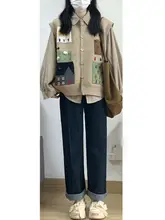 春向きコーディネート！マニッシュ風ノースリーブベストとシャツの二点セット（セットアップ対応）