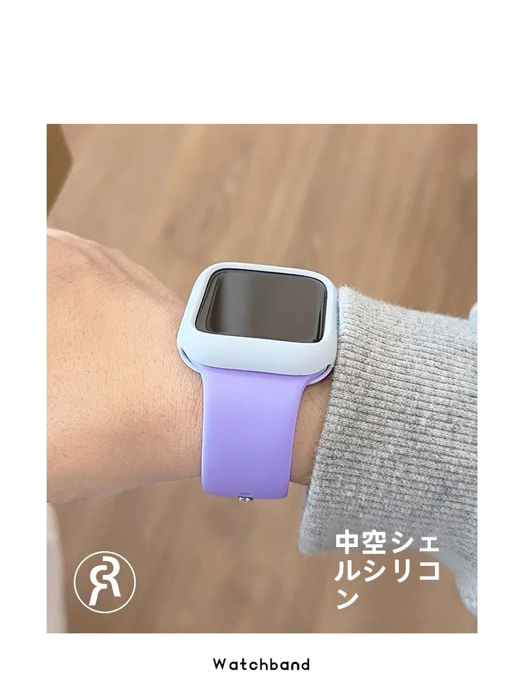 アップルウォッチ フィルムとは？浅い青と紫のシリコンケースで保護する実際の使い方
