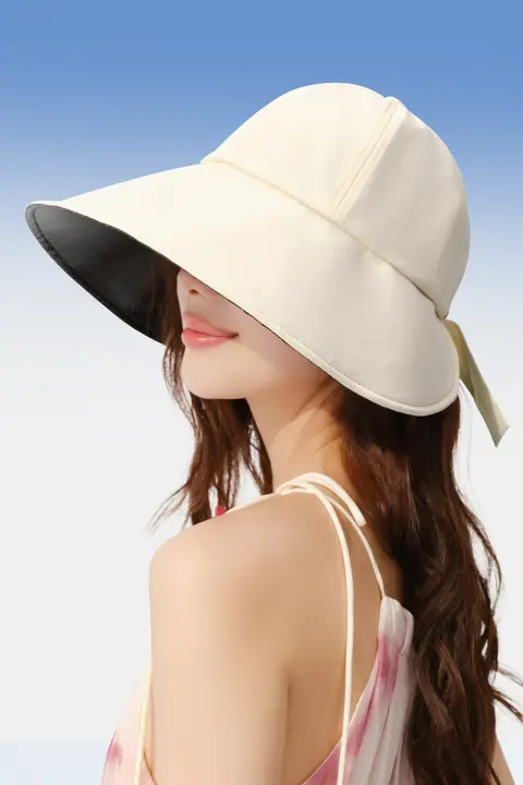 CACUSS 女性用 夏用 UVカット大きなつばのアウトドアアイスシルク帽子