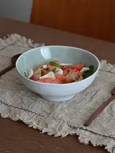 清新な和風酸奶ボウル【浅緑色・サラダボウル・果物ボウル・スープボウル・麺ボウル・丼ぶり・陶器製】
