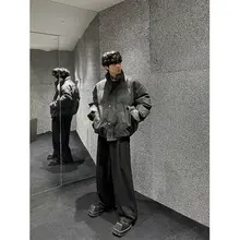 立襟のグラデーションダイ加工 極上の柔らかさの厚手コットンジャケット【秋冬用・メンズ・ルーズフィット】