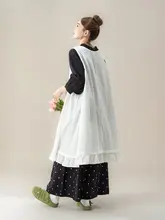 白いレース付きタンクトップワンピース【春用・ブラックシャツ・ドット柄ワイドパンツ・重ね着スタイル】（セットアップ対応）