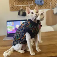 秋冬用 スフィンクス猫服【デザイン：北欧風・羊毛フリース・厚手セーター】