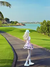 QLeo ゴルフウェア レディース 半袖ドレス【透湿・防走光・プリーツデザイン / スポーツ用】（セットアップ対応）