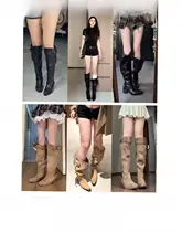大きめサイズのブラックロングブーツ【太もも周りにフィット・膝下丈・西部風】（セットアップ対応）