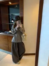 感あふれるヴィンテージ風ワイドレッグパンツ【女性用・ルーズフィット・カジュアル】