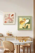 ナチュラルなデザインの抽象花柄壁画【ダイニングやベッドサイドに最適】