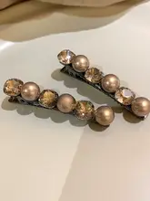 エレガントなパールヘアクリップ【ビジュー付き・サイド留め・韓国風】