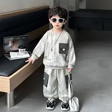 秋用 男児用パーカー【デザインカジュアル・長袖・コットン混・工装パンツ】（セットアップ対応）