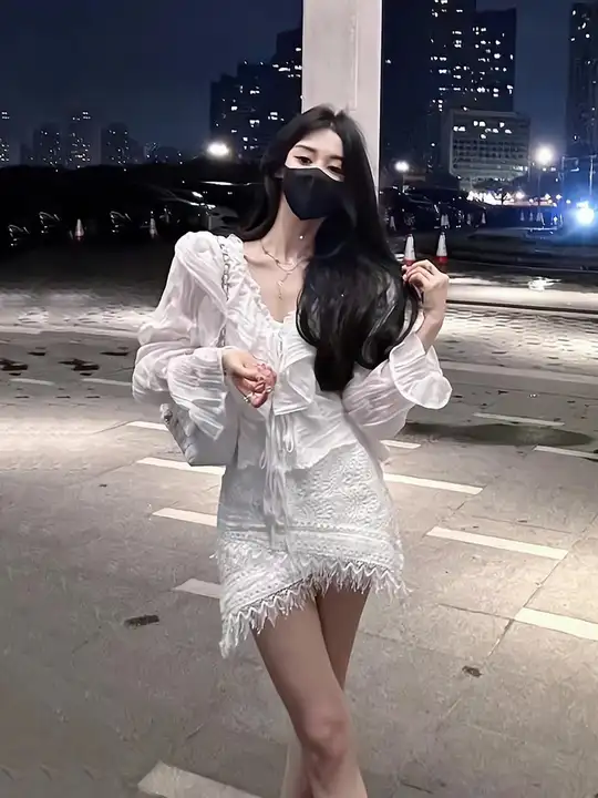 不規則レースハーフスカート【フリル襟・女性用・ドラマティックなデザイン】（セットアップ対応）
